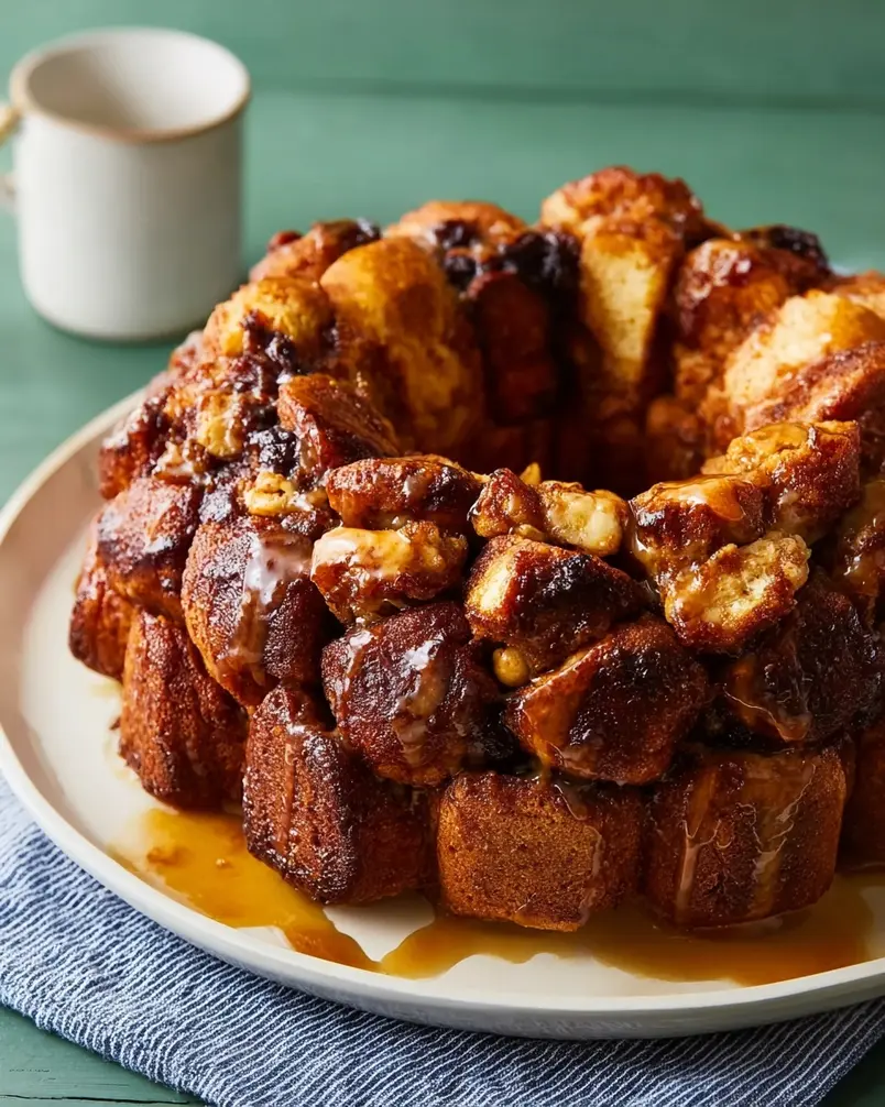 Best Monkey Bread 3 A Bundt pan filled with unbaked dough balls, ready for the caramel coating.