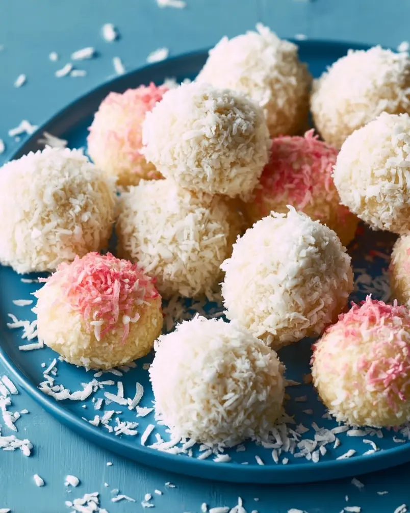 Coconut Cake Snowballs 2 Close-up of ingredients for Coconut Cake Snowballs arranged neatly on a counter