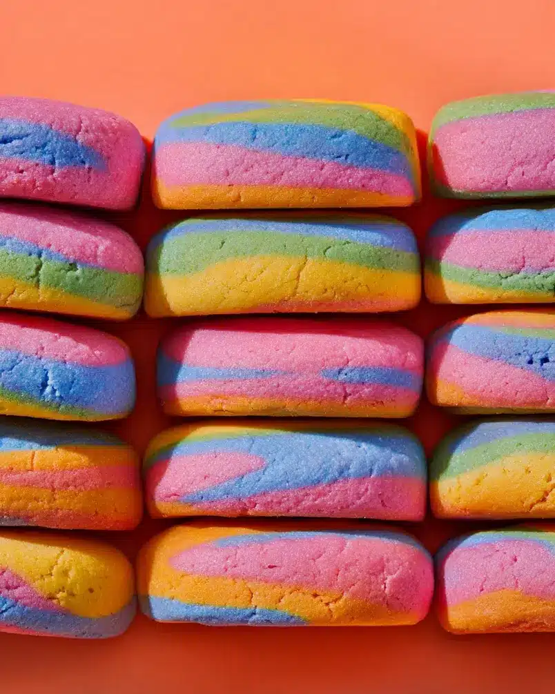 Technicolor Cookies 2 Technicolor cookie dough being prepared with various vibrant food colorings being added.