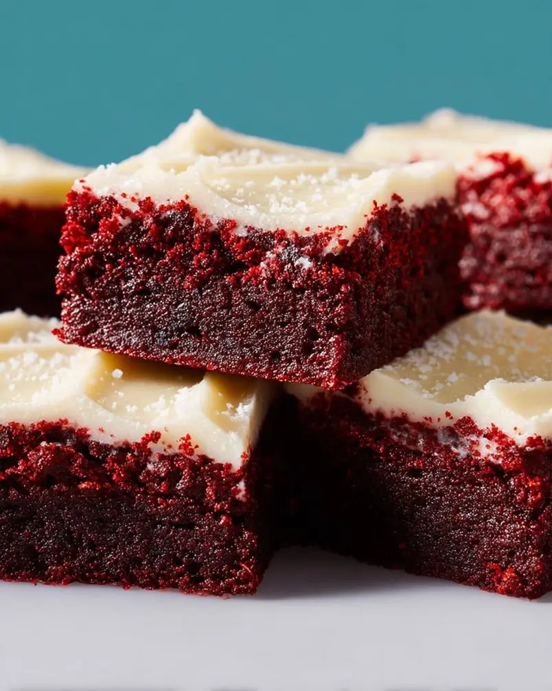 Red Velvet Cookie Bars 2 Red velvet cookie bar batter being mixed with a spatula