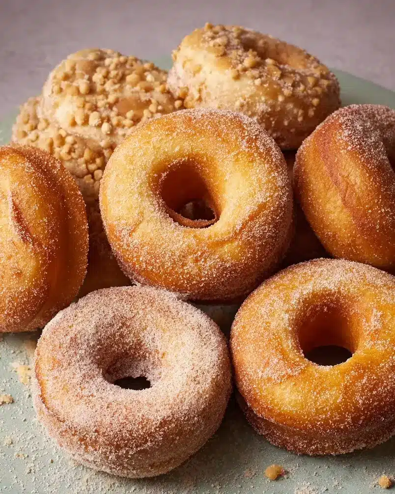 Biscuit Donuts 3 Golden brown biscuit donuts baking on a wire rack