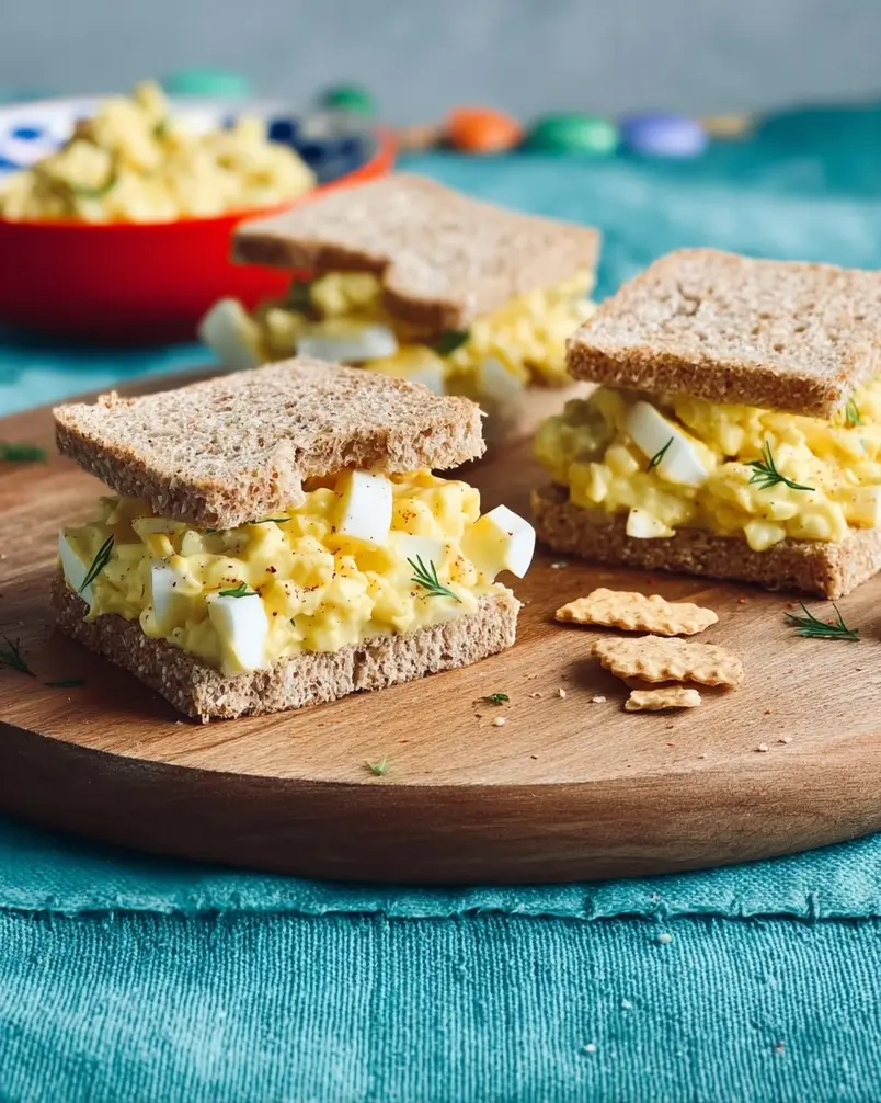 Simple Egg Salad 3 A close-up of eggs being mashed with a fork in a bowl, demonstrating the preparation stage for simple egg salad.