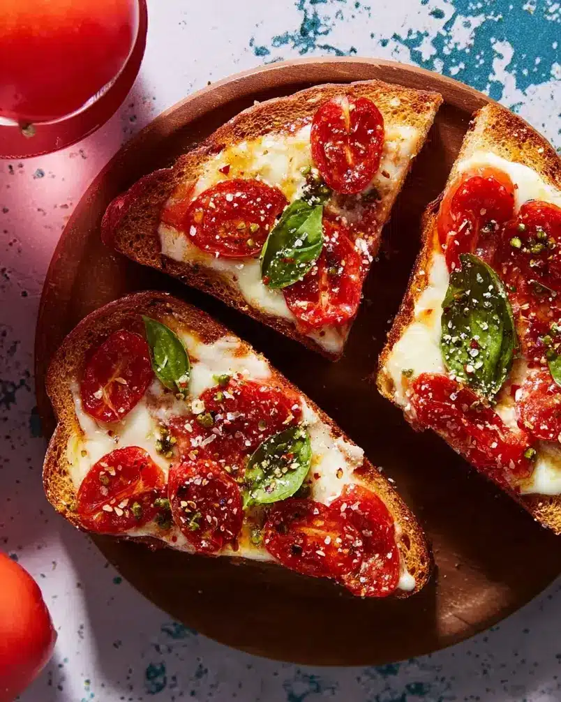 Pizza Lava Toast 2 Delicious Pizza Lava Toast being prepared with melted cheese and toppings.