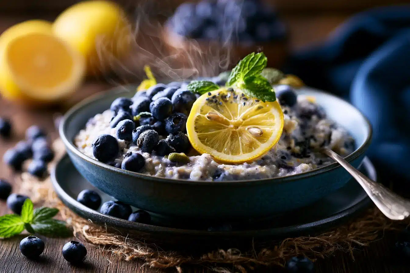 Blueberry Lemon Overnight Oats 3 Mixing Blueberry Lemon Overnight Oats in a jar