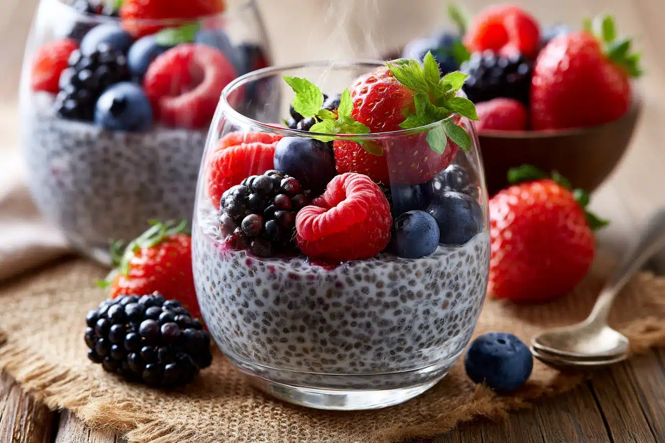 Coconut Chia Seed Pudding with Fresh Berries 2 Coconut Chia Seed Pudding with Fresh Berries