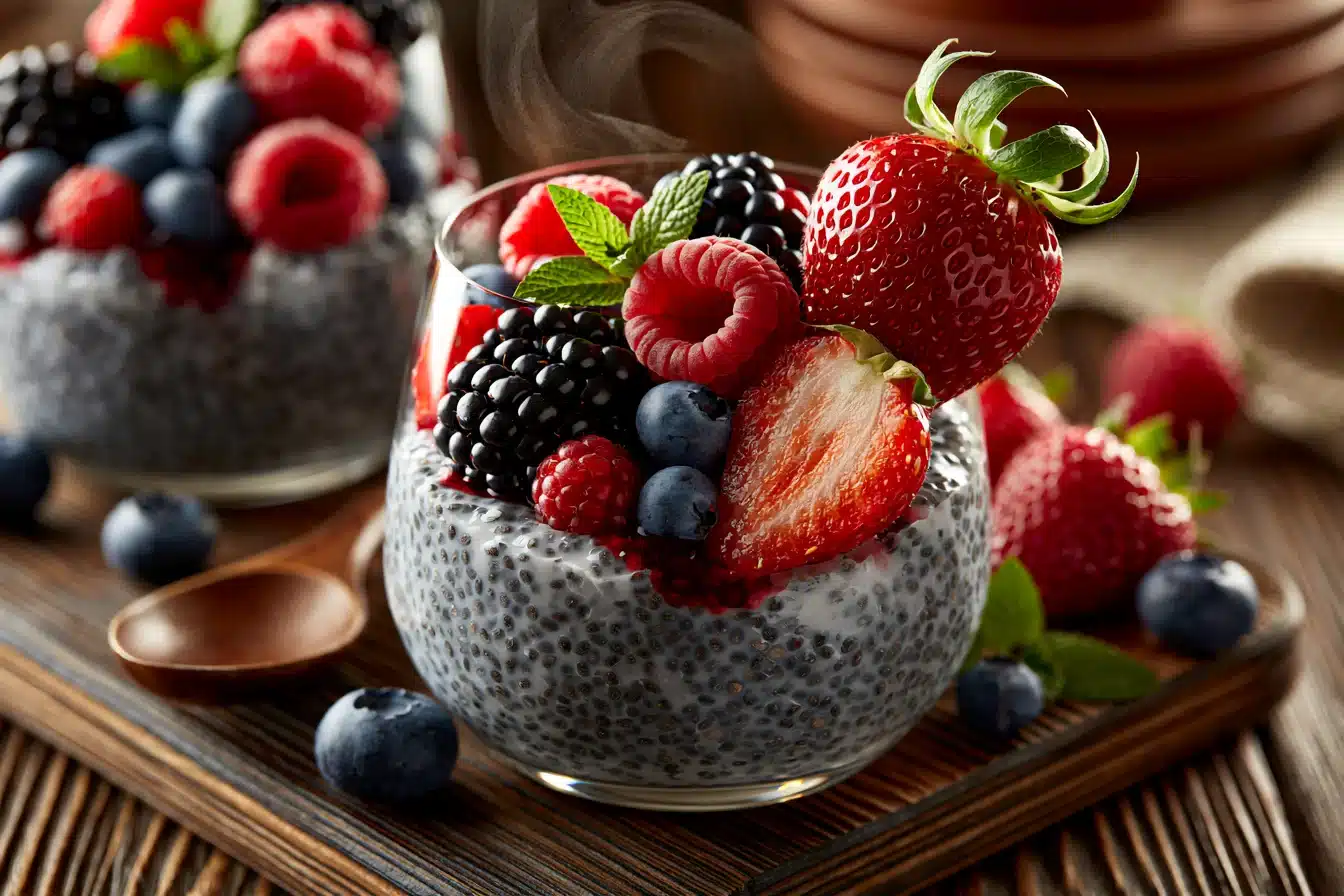 Coconut Chia Seed Pudding with Fresh Berries 3 Coconut Chia Seed Pudding with Fresh Berries