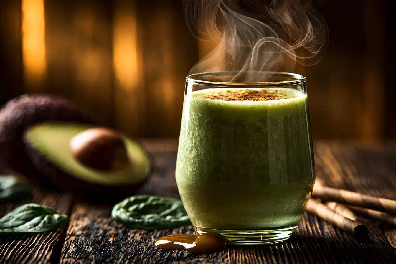 Creamy Avocado Spinach Smoothie 3 Blending a Creamy Avocado Spinach Smoothie in a high-speed blender