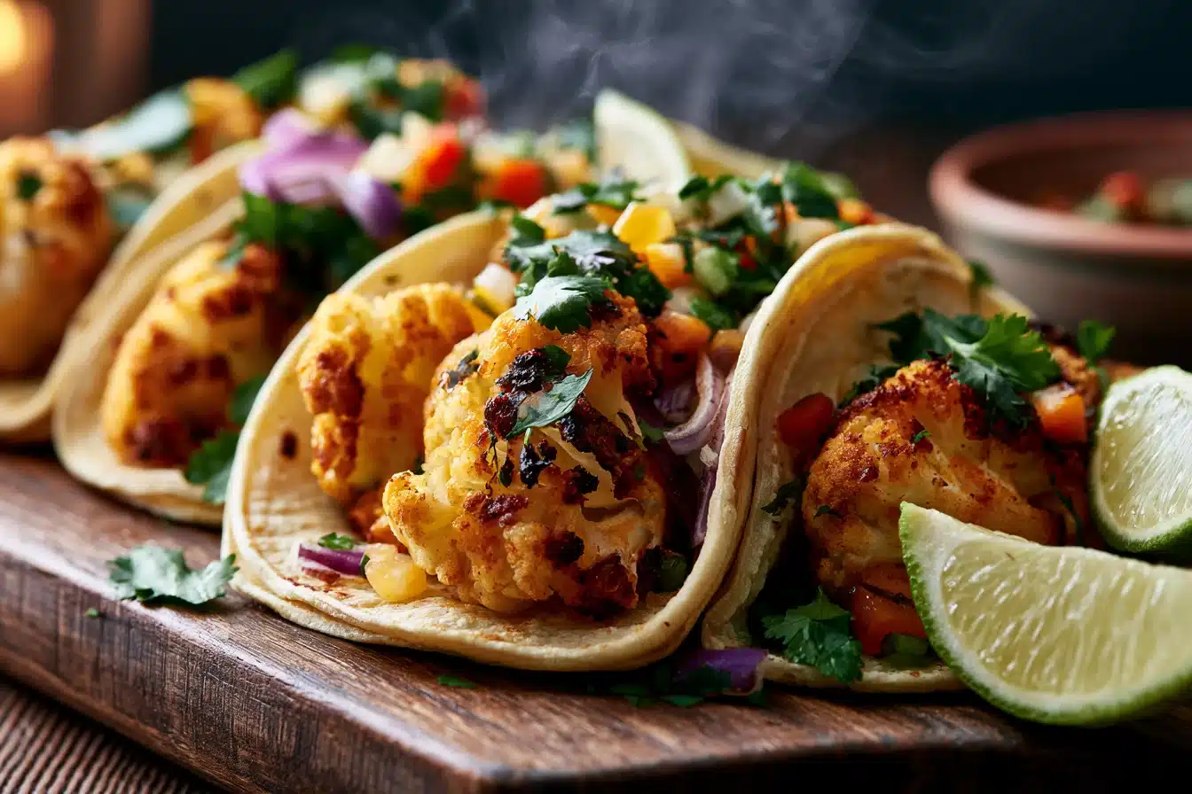 Crispy Air Fryer Cauliflower Tacos 2 Crispy Air Fryer Cauliflower Tacos