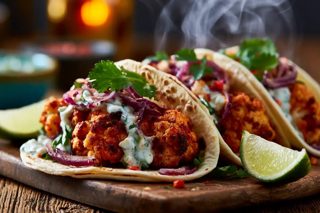 Crispy Air Fryer Cauliflower Tacos 3 Crispy Air Fryer Cauliflower Tacos