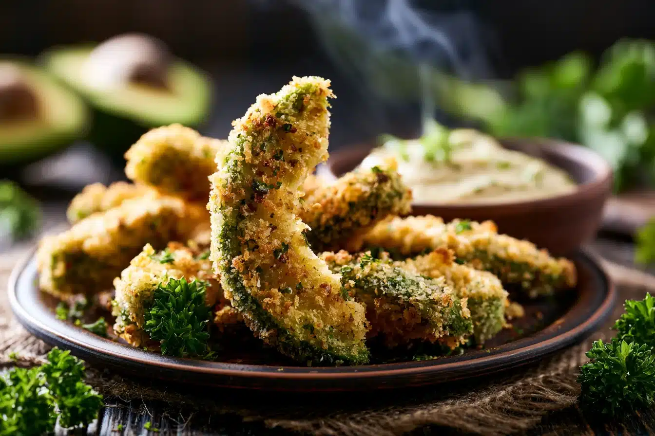 Crispy Baked Avocado Fries with Dipping Sauce 2 Crispy Baked Avocado Fries with Dipping Sauce