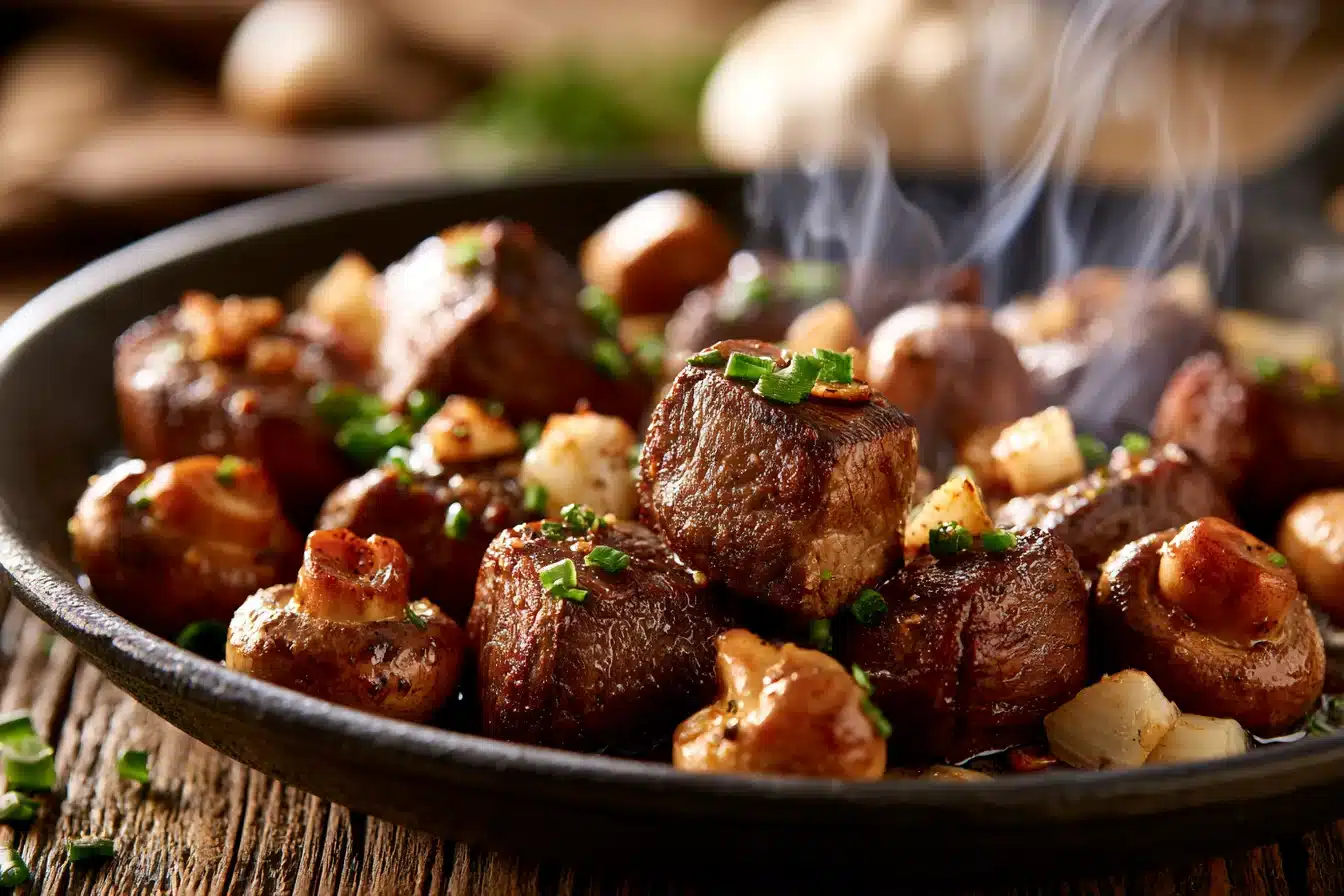 Garlic Butter Steak Bites with Mushrooms 3 Garlic Butter Steak Bites with Mushrooms