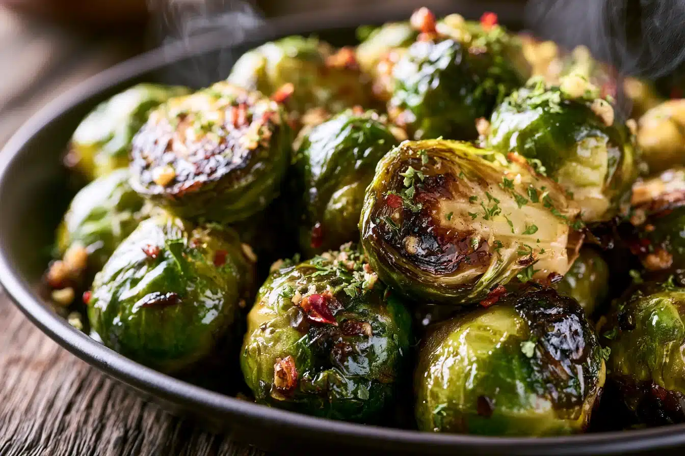 Honey Garlic Roasted Brussels Sprouts 2 Honey Garlic Roasted Brussels Sprouts