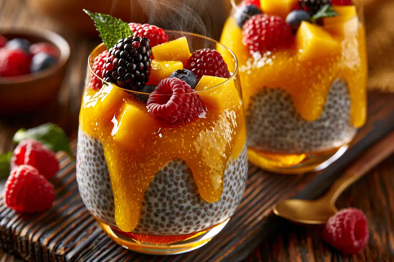 Mango Coconut Chia Pudding with Berries 3 Mango Coconut Chia Pudding with Berries