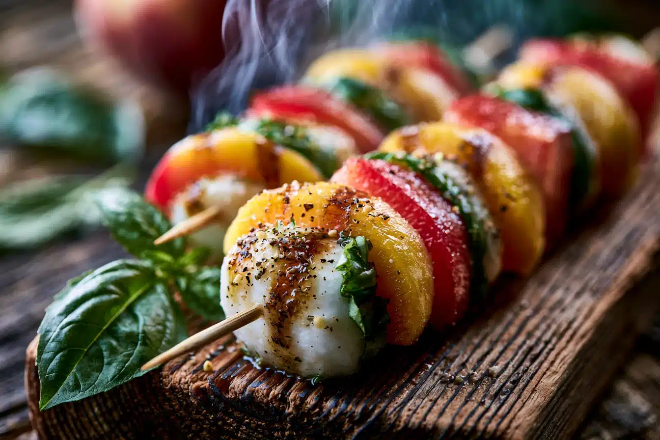Peach Basil Caprese Skewers 3 Peach Basil Caprese Skewers