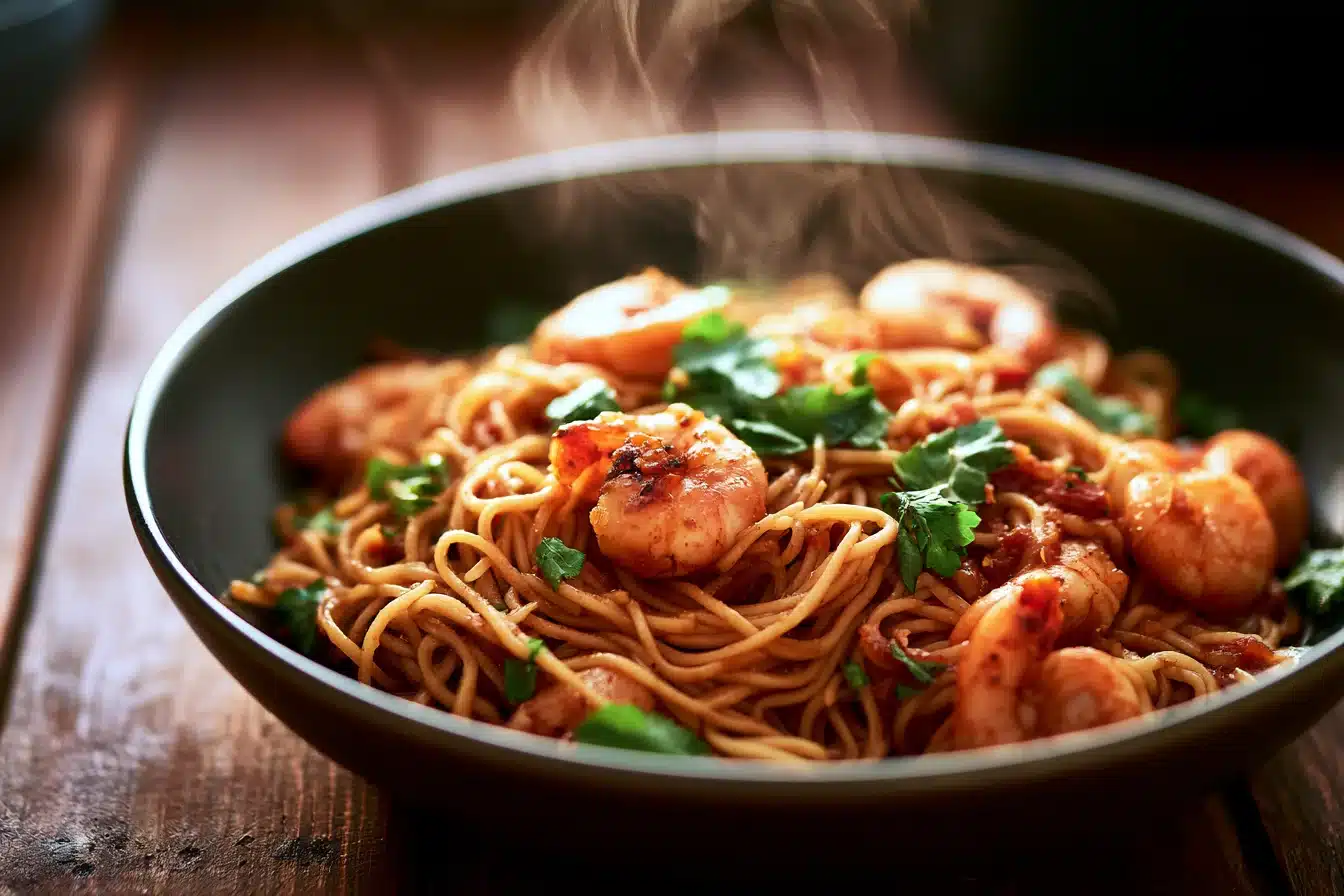 Spicy Garlic Noodles with Shrimp 2 Spicy Garlic Noodles with Shrimp
