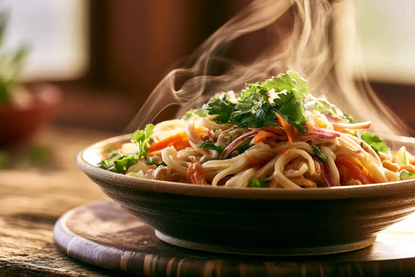 Spicy Thai Peanut Noodle Salad 3 Close-up of Spicy Thai Peanut Noodle Salad ingredients being prepared