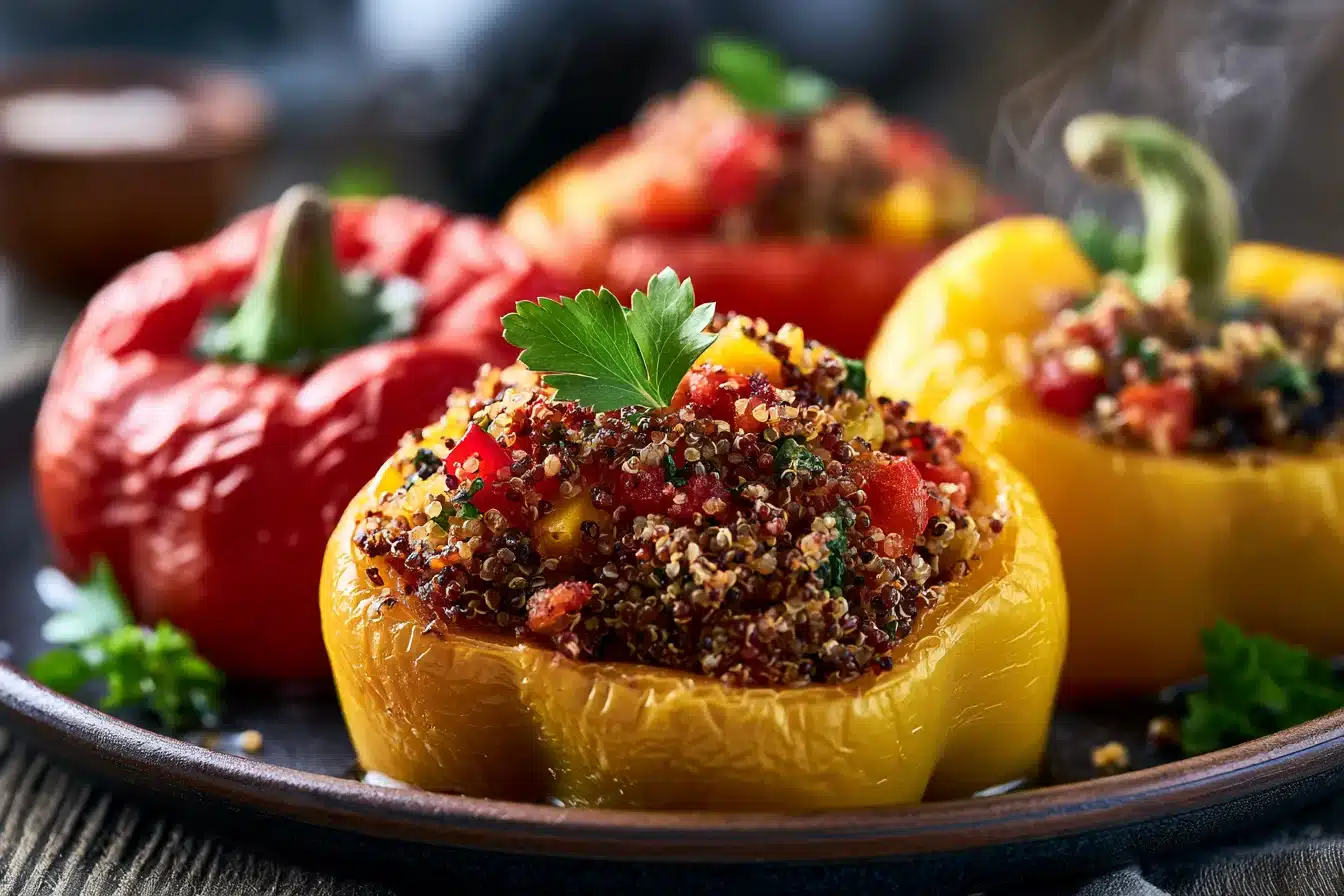 Stuffed Bell Peppers with Quinoa and Veggies 3 Stuffed Bell Peppers with Quinoa and Veggies