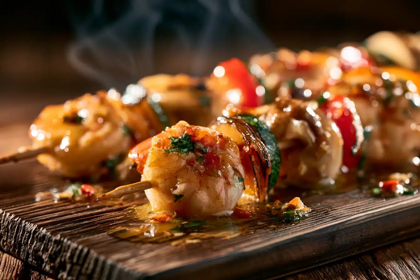 Garlic Butter Shrimp and Vegetable Skewers 2 Garlic Butter Shrimp and Vegetable Skewers