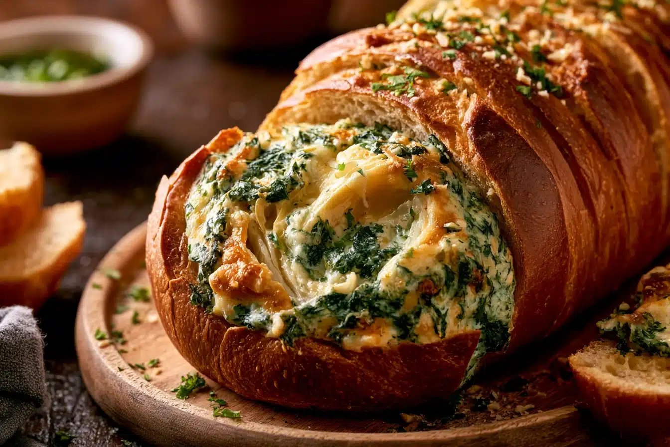 Creamy Spinach Artichoke Dip Stuffed Bread 3 Creamy Spinach Artichoke Dip Stuffed Bread